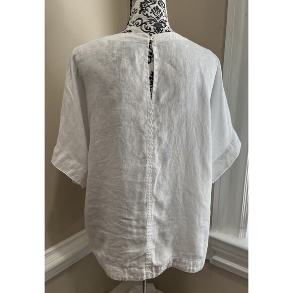 M&S Marks & Spencer Pure Flax Linen Boxy Top Blouse 12 White Lagenlook Beach - Picture 5 of 13